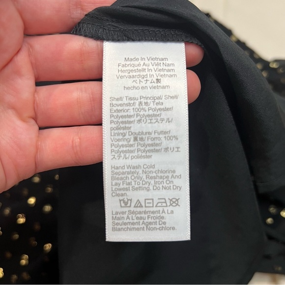 NWT J Crew Factory Gold Shimmer Clip Dot Black Long Sleeve Blouse Top Size L - Picture 13 of 13